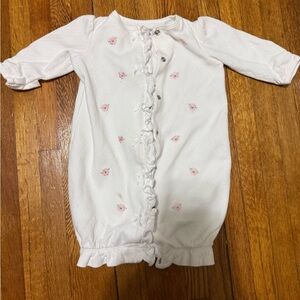 White Baby Romper with Pink Rose Embroidery